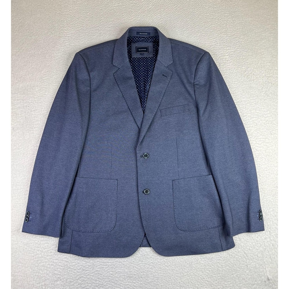7 Diamonds Blazer Mens XL Blue Jersey Knit Stretch Sport Coat 2 Button Glenn